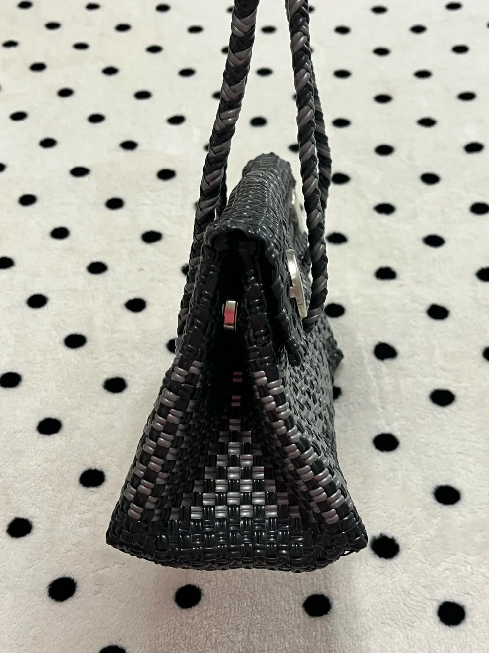 Hand-Woven Mexican Plastic Flap Convertible Shoulder Bag